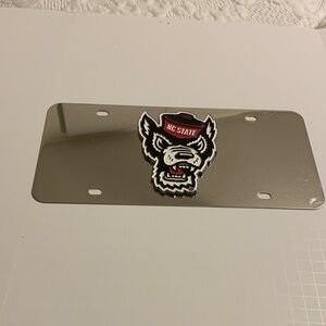 NC State Wolfpack Silver License Plate Stainless Steel